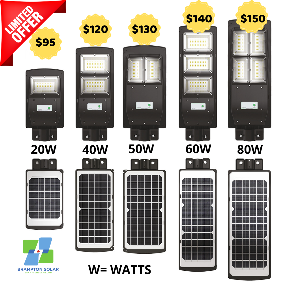 All-In-One 20W-80W LED Solar Street Light (Extreme Series) Dusk to Dawn.