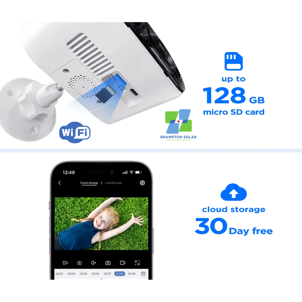 4MP Wifi Solar Camera with 8000mAh Rechargeable Battery.