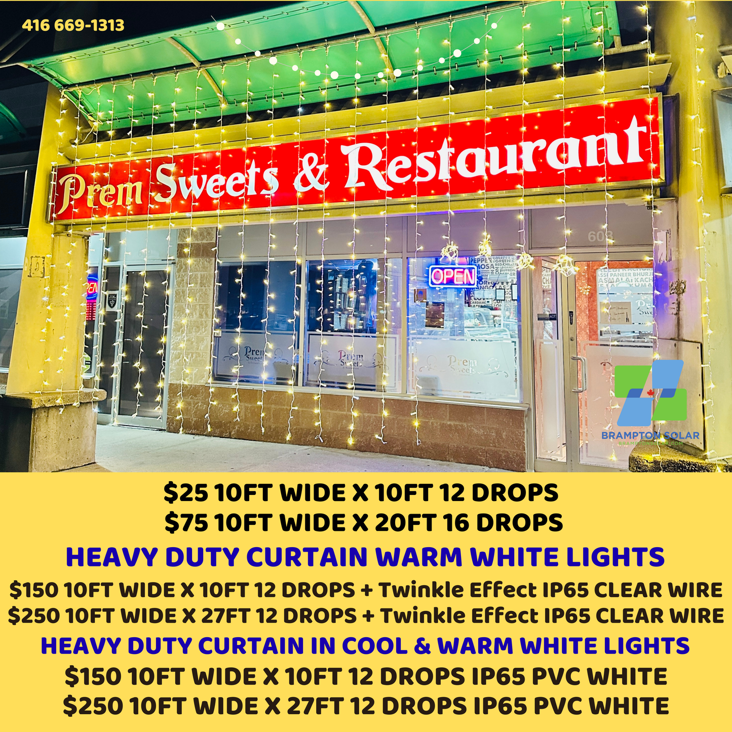 Restaurant - Diwali - Wedding LED Curtain Lights.