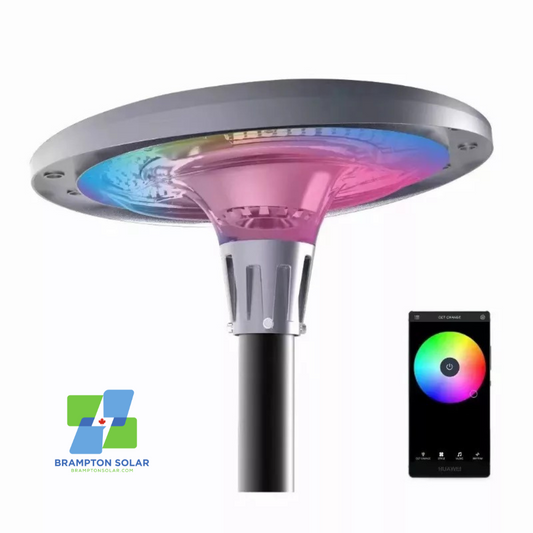 Aluminum Solar Garden Light with RGBW/WW APP Controlled. 1200w.