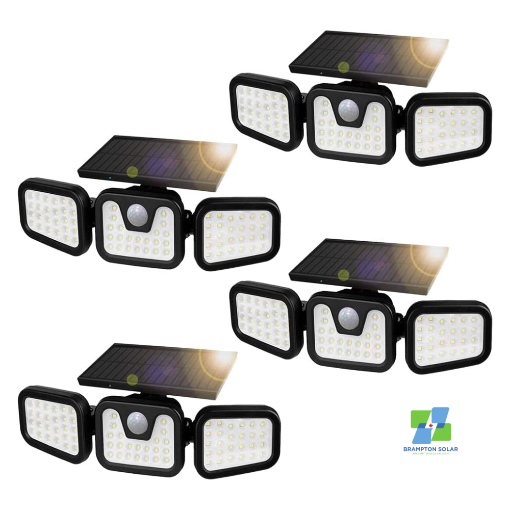 74 LED Outdoor Solar Motion Sensor Rotatable 3 Head Security Light.