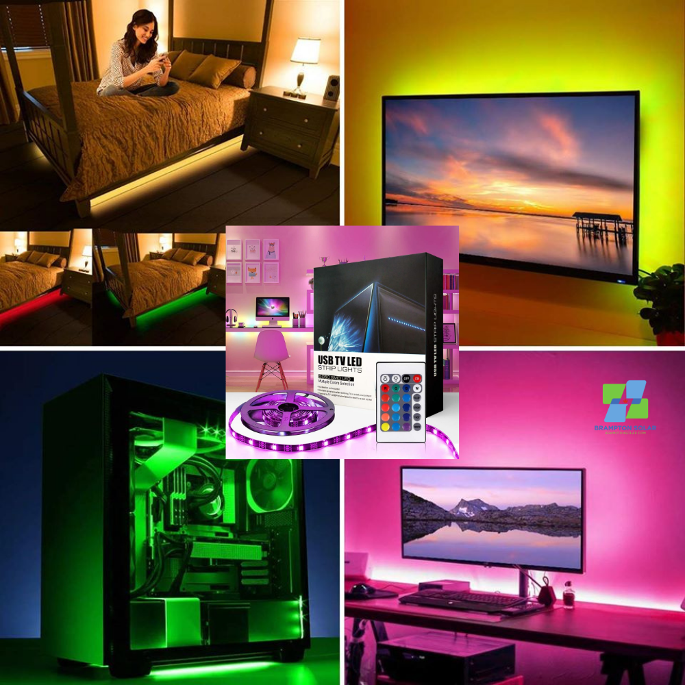USB TV Led Strip Lights 5050 RGB 2M/6.56ft 60 LEDs 16 Colour USB TV Backlight.