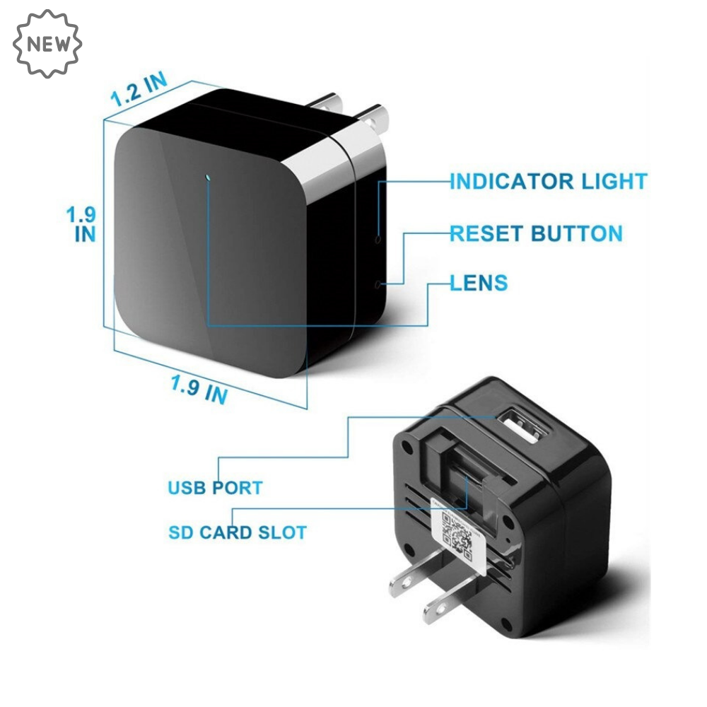 Wall Plug Night Vision Wi-Fi 1080P Hidden Spy Camera Remote App Control.
