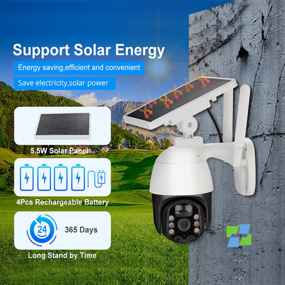 Full HD 3MP PTZ Dome Cam Wireless Solar CCTV Surveillance Camera.