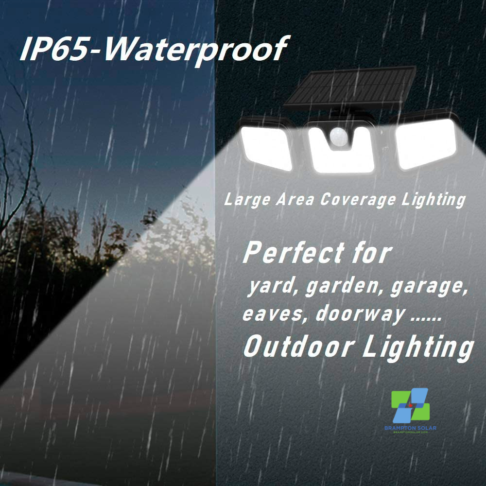 74 LED Outdoor Solar Motion Sensor Rotatable 3 Head Security Light.