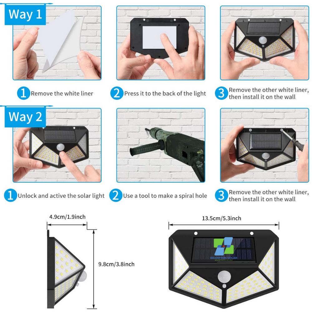 Upgraded Version 100 LED Solar Outdoor PIR Motion Sensor LED Light.