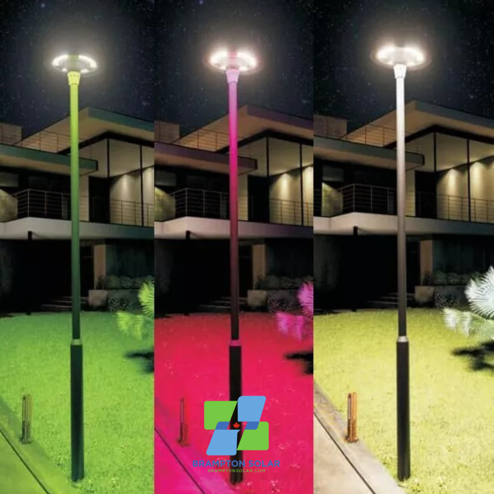 Aluminum Solar Garden Light with RGBW/WW APP Controlled. 1200w.