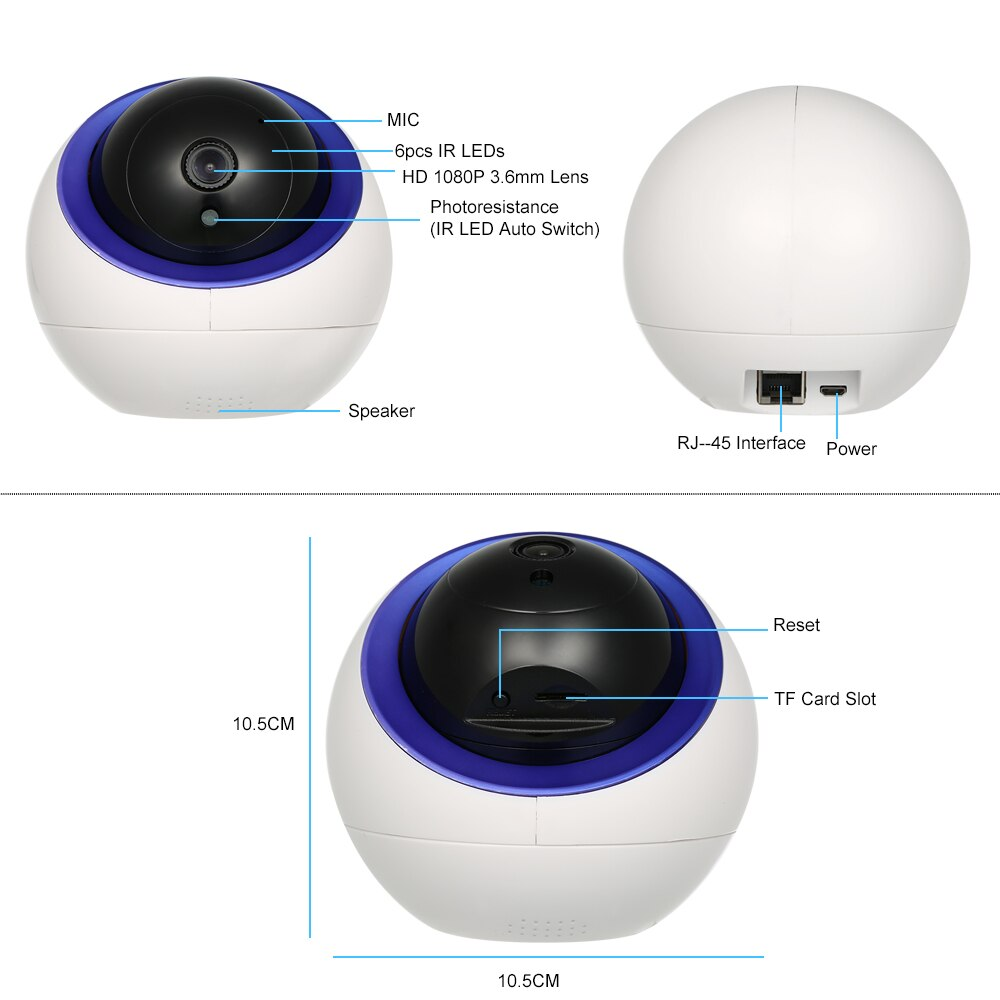 2MP Cloud IP Auto Tracking Wifi Indoor 1080P Security Surveillance Camera.