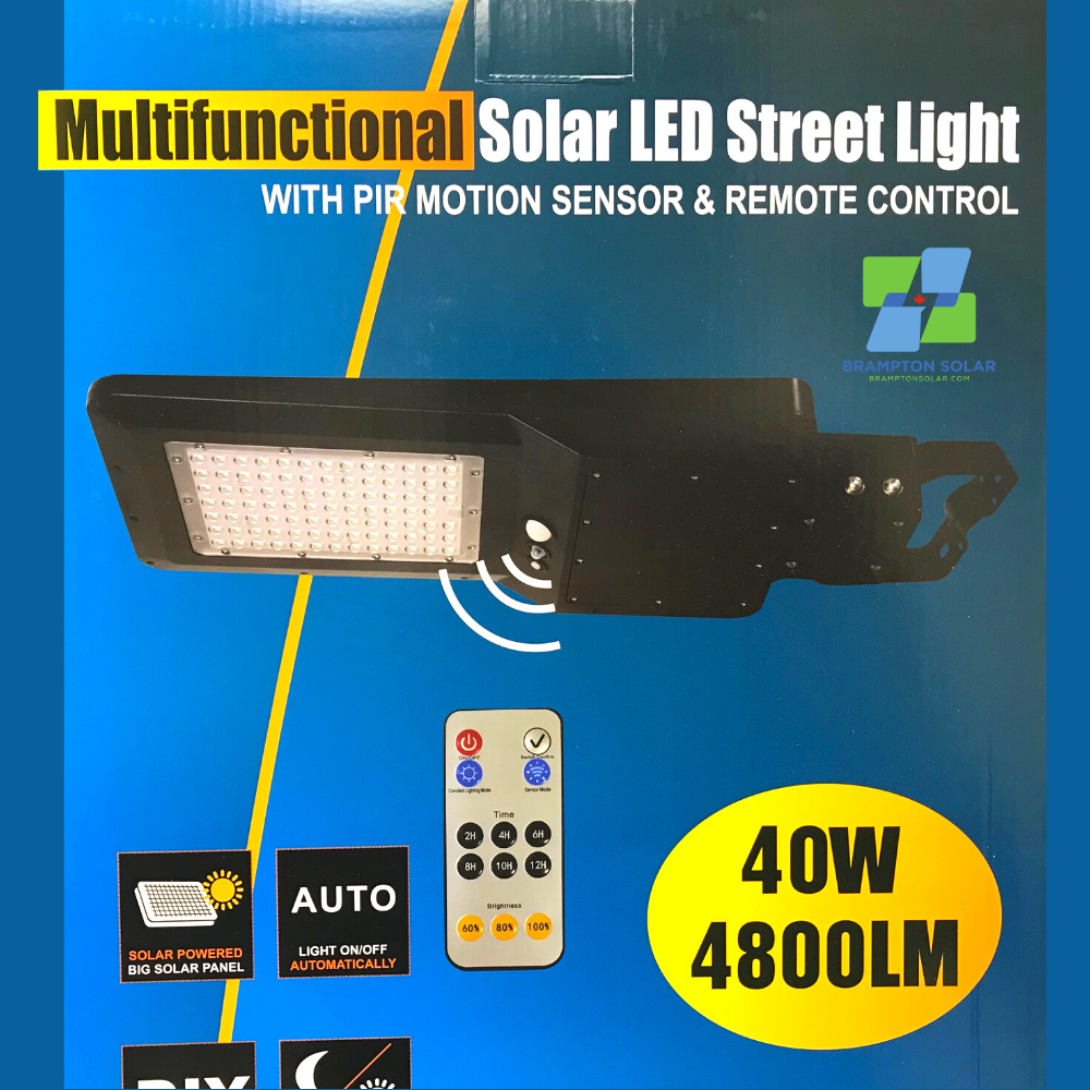 All In One 40W Solar LED Pathway And Street Light - 4800 Lumens.