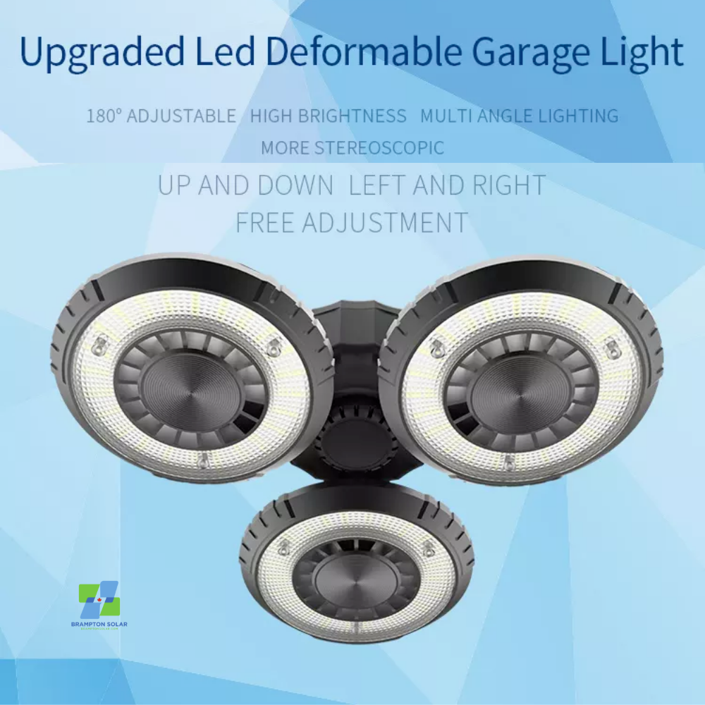 100W Garage Light with 3 Ultra-Bright Round Panels. 10000 Lumens.