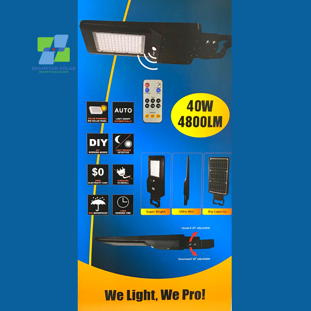 All In One 40W Solar LED Pathway And Street Light - 4800 Lumens.
