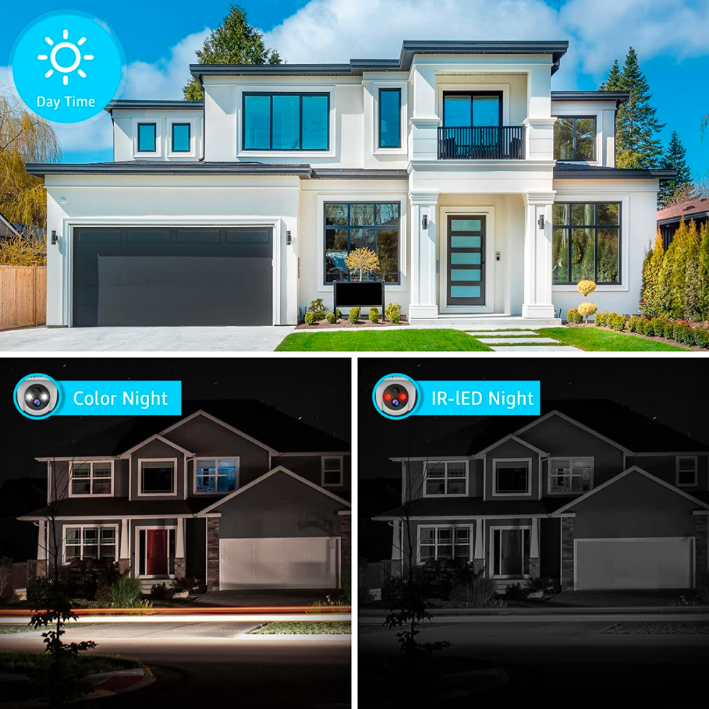 Outdoor 360° View & Spotlight Wireless Solar Battery Security Camera.