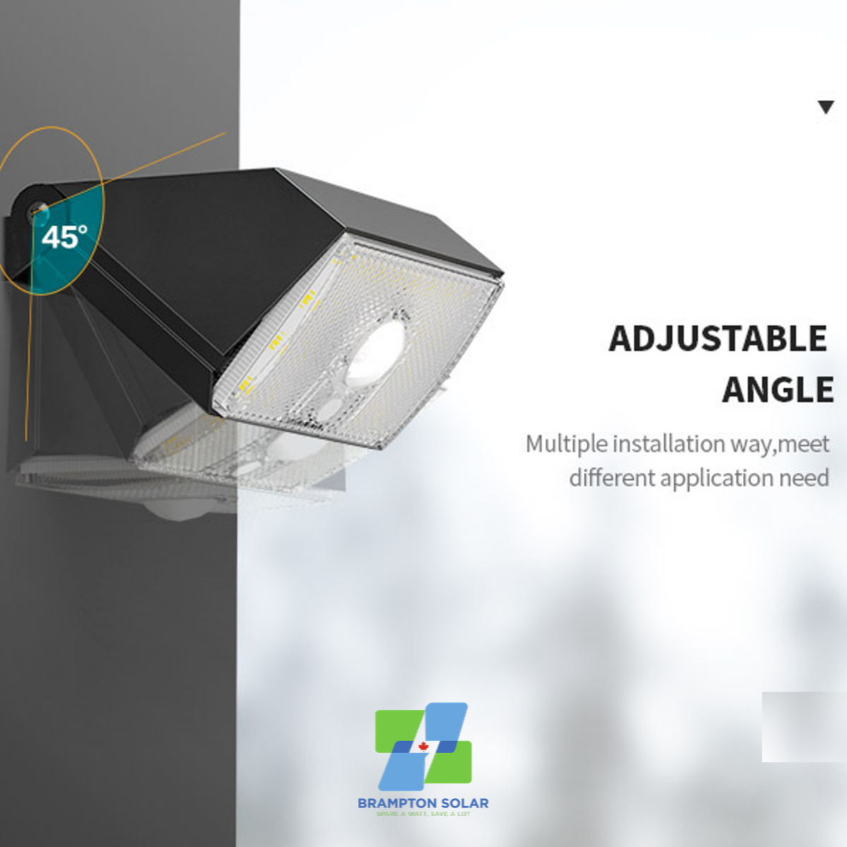 Brampton Solar 10W Solar Security Light. 1000LM. Mini Design High Brightness.