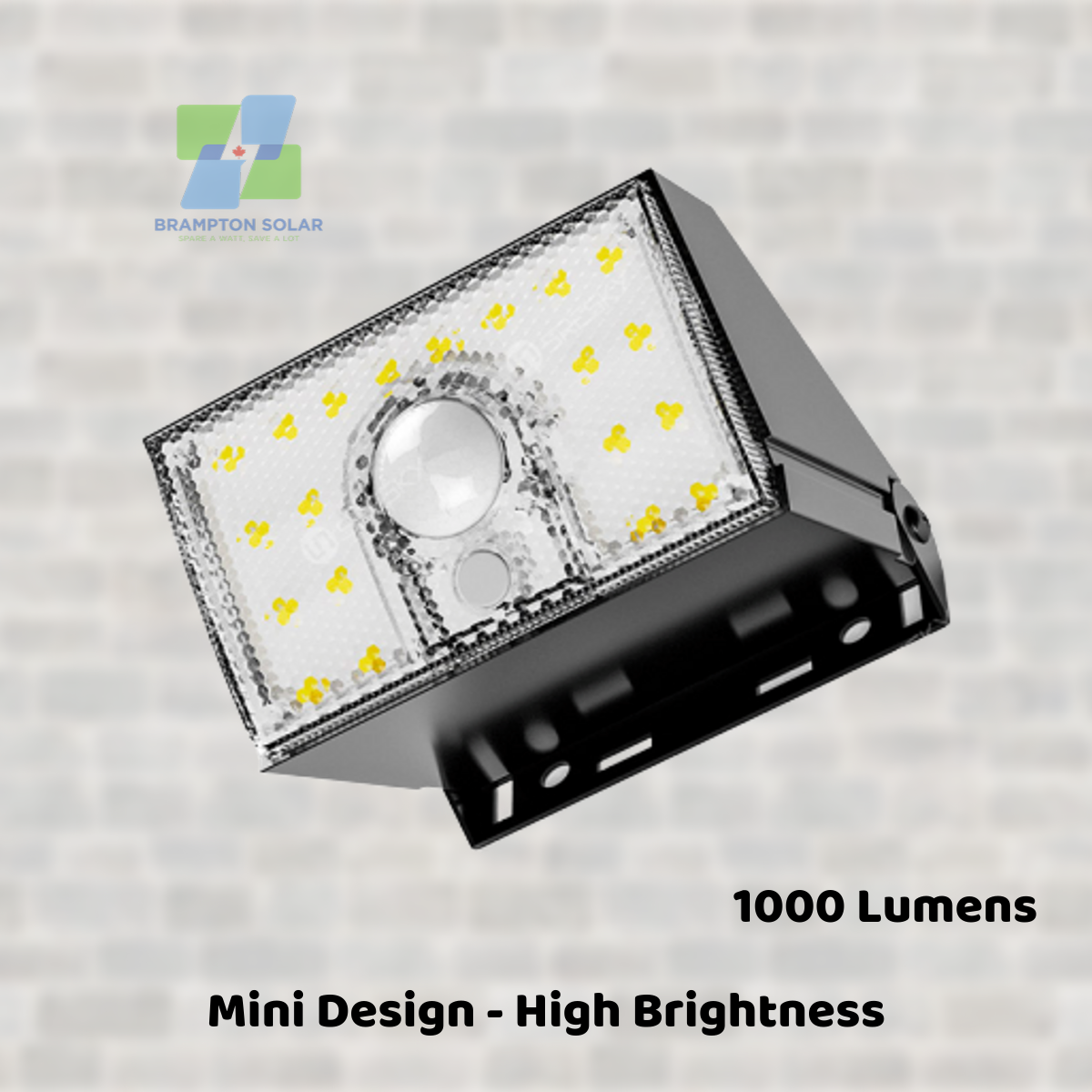 Brampton Solar 10W Solar Security Light. 1000LM. Mini Design High Brightness.