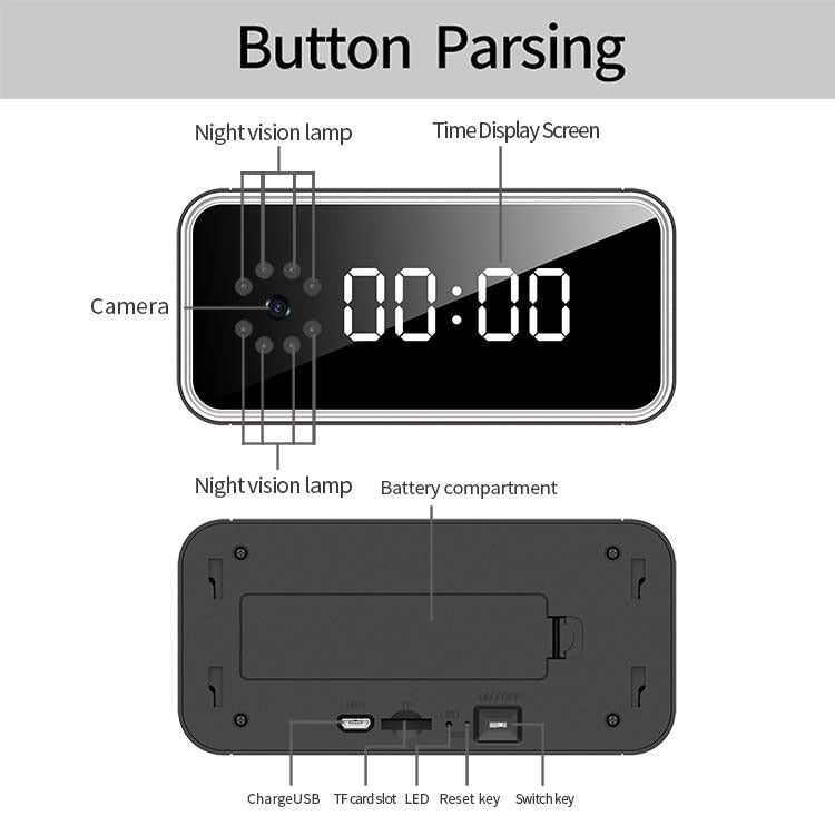 WIFI Clock Camera HD Home Security Monitor.