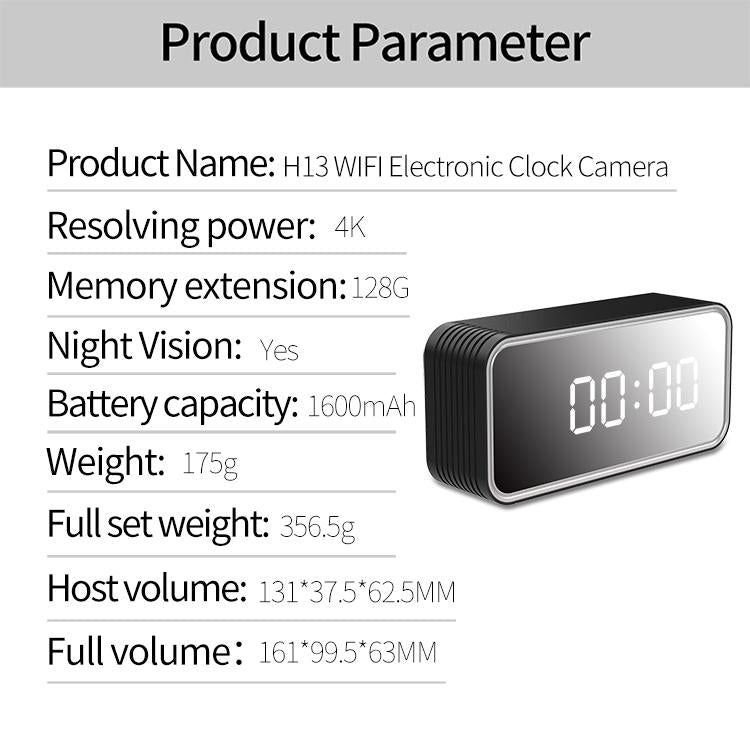 WIFI Clock Camera HD Home Security Monitor.
