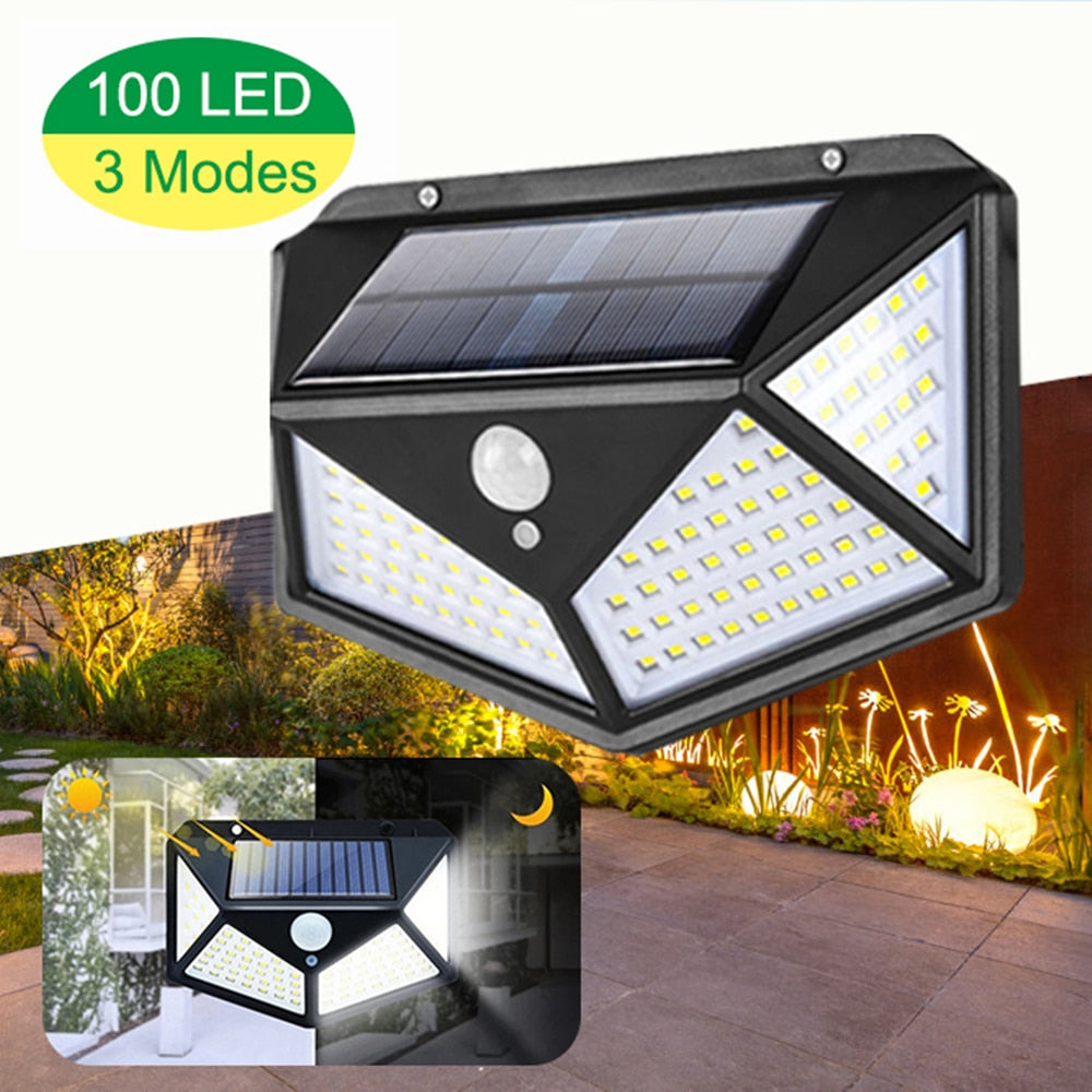 Upgraded Version 100 LED Solar Outdoor PIR Motion Sensor LED Light.