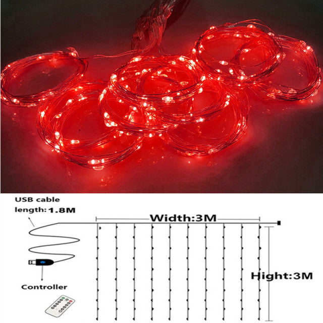 3m Curtain String Light Flash Fairy Garland Home Decor Wedding Party Decoration Christmas New Year 2022 Ramadan Decoration