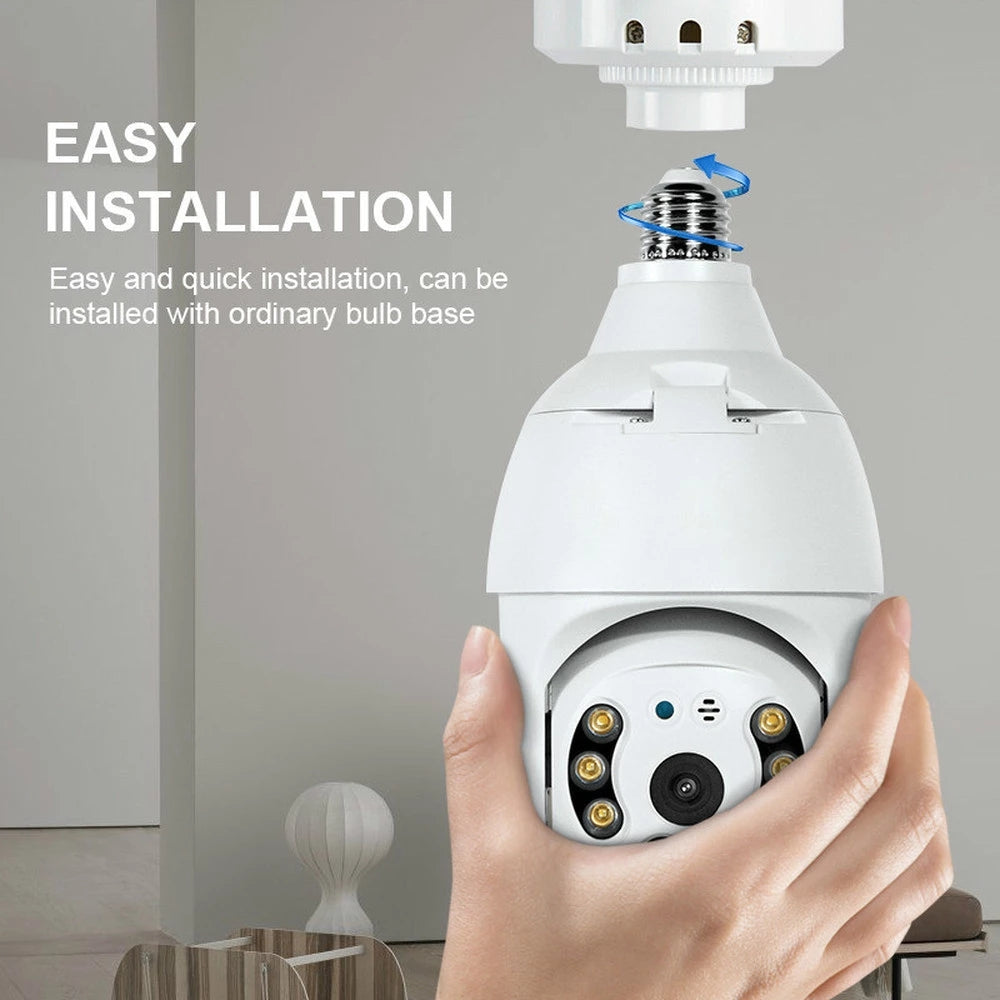Tuya 3MP WIFI Lamp IP Camera Bulb PTZ Camera Pan Tilt.