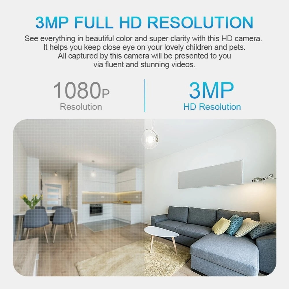 Tuya 3MP WIFI Lamp IP Camera Bulb PTZ Camera Pan Tilt.