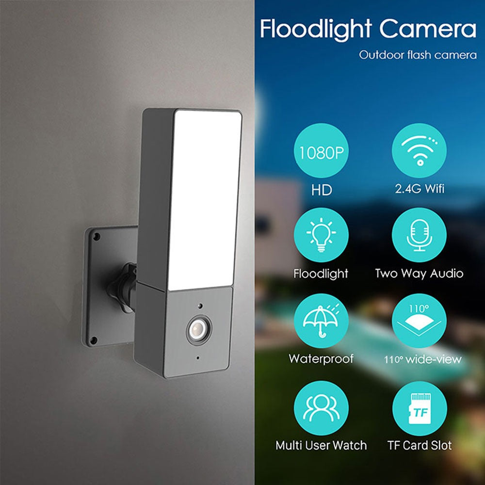 Tuya 1080P WiFi Wireless Floodlight Camera with 10W Wall Light.