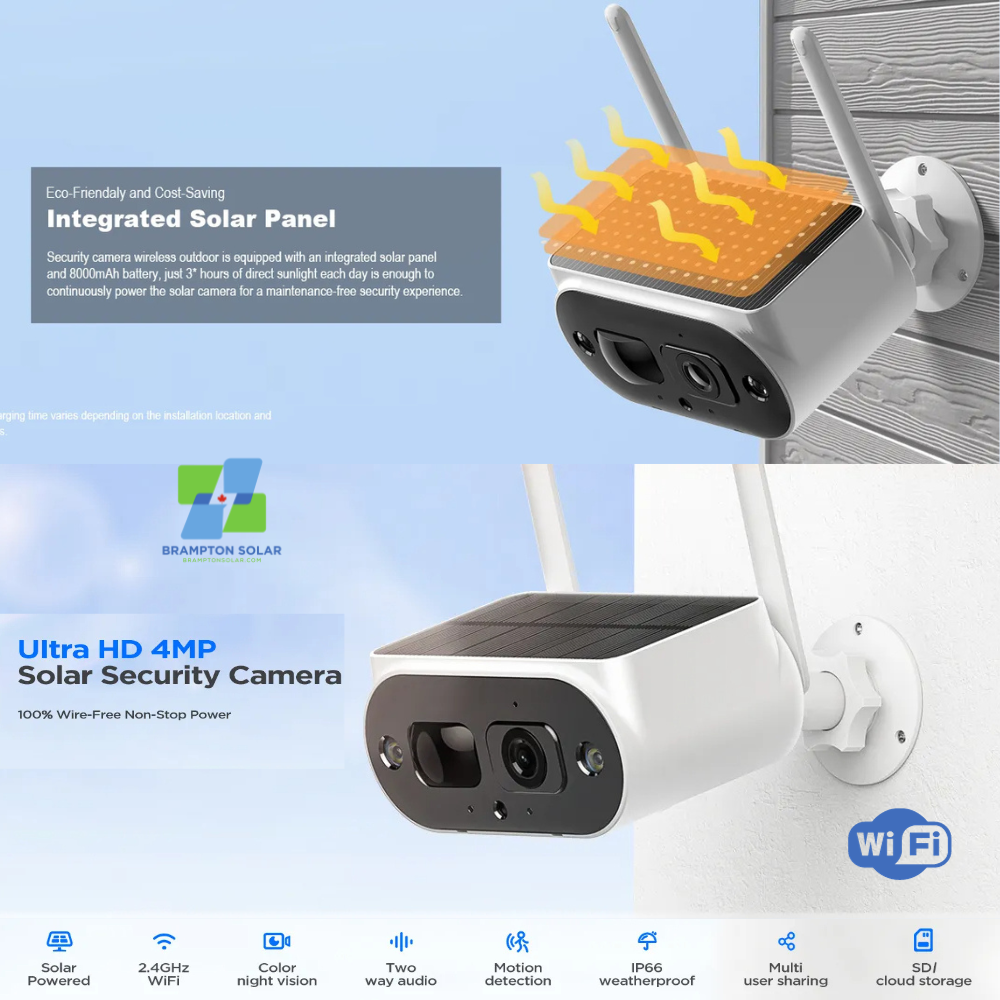 4MP Wifi Solar Camera with 8000mAh Rechargeable Battery.