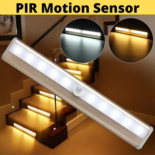 USB Rechargeable 10 LED Night Light PIR Motion Sensor Under Cabinet Wardrobe Closet Cupboard Light.