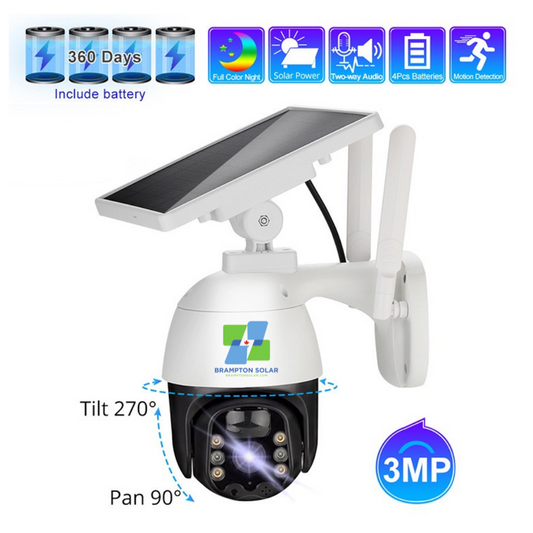 Full HD 3MP PTZ Dome Cam Wireless Solar CCTV Surveillance Camera.