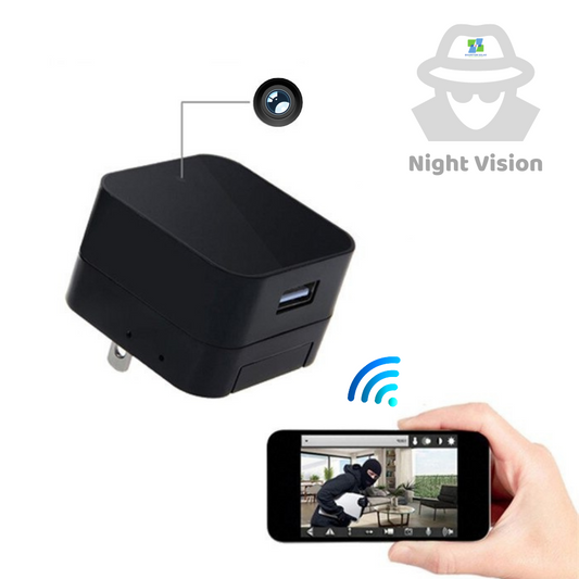 Wall Plug Night Vision Wi-Fi 1080P Hidden Spy Camera Remote App Control.