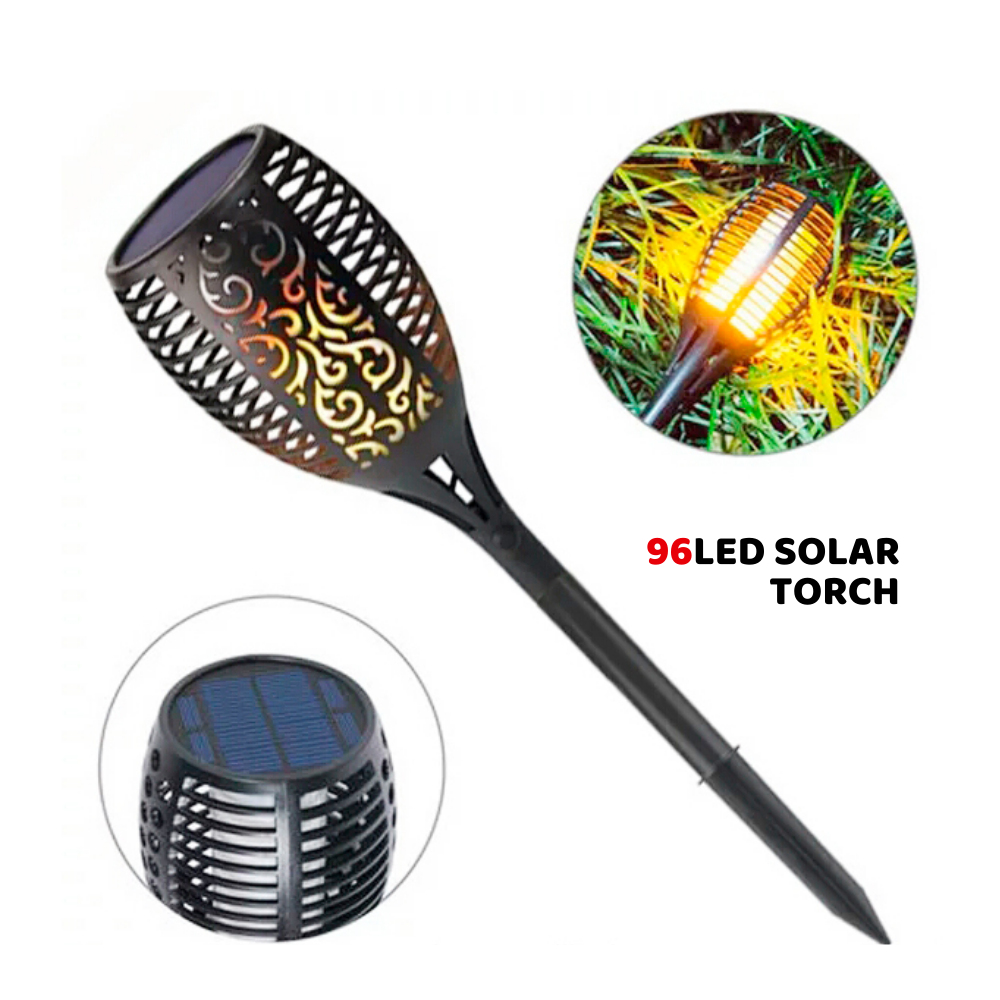 96 LED Dancing Flickering Flame Solar Lawn Torch.