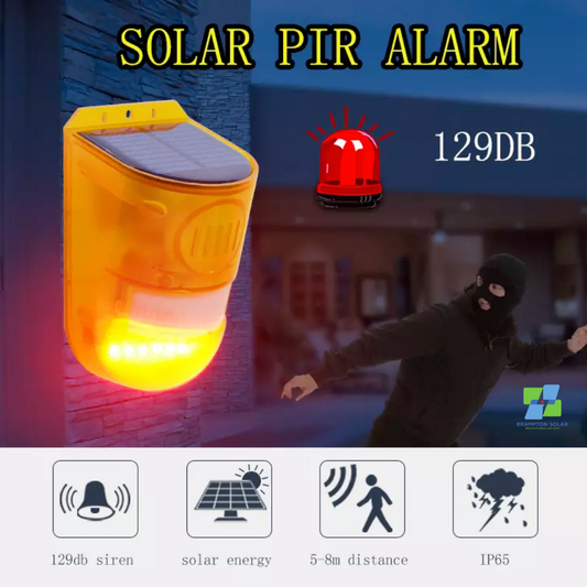 Strobe Siren Solar Light with Motion Detector 129db Solar Alarm Siren.