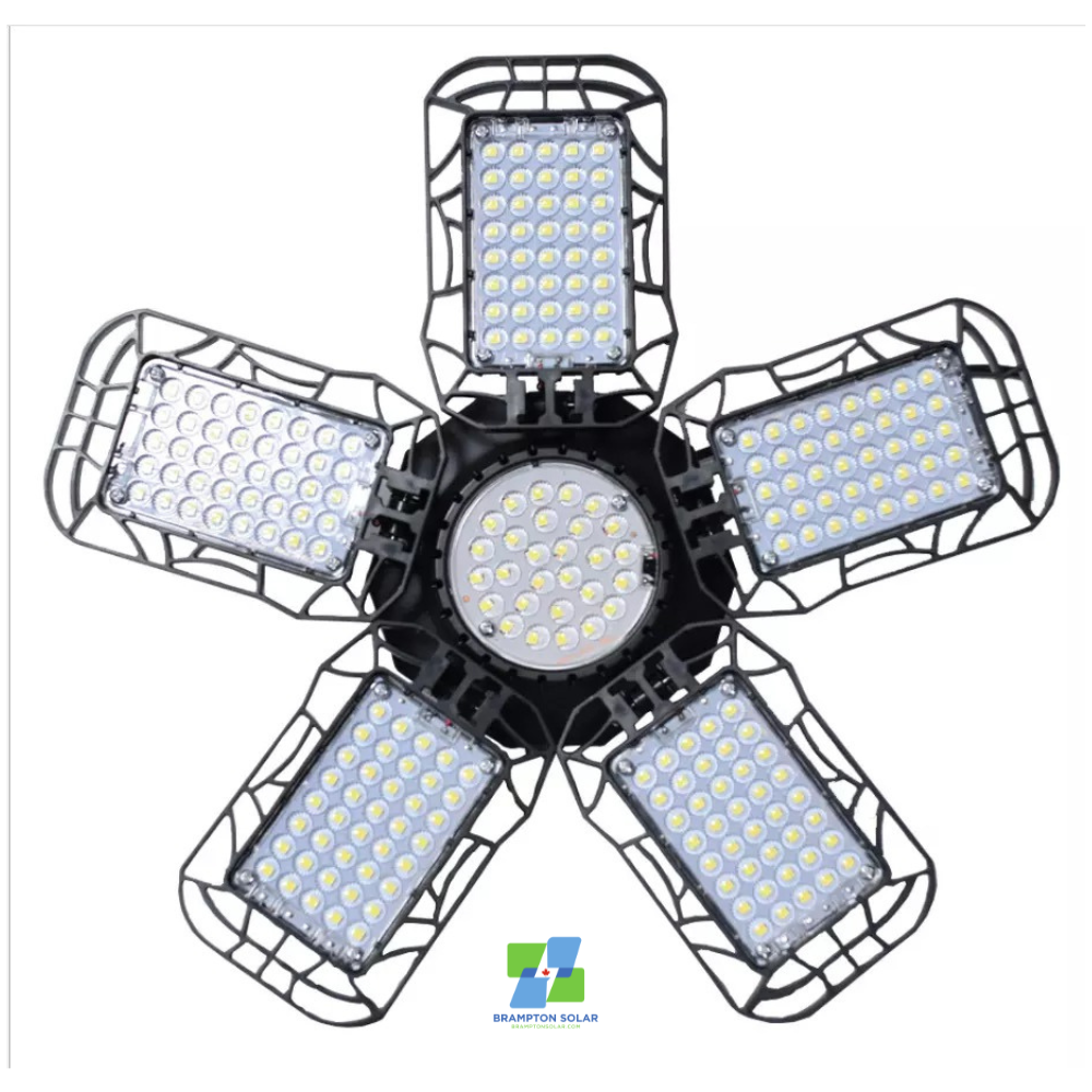 5-Leaf Solar Hanging Shed Light with Adjustable Solar Panel 150w.