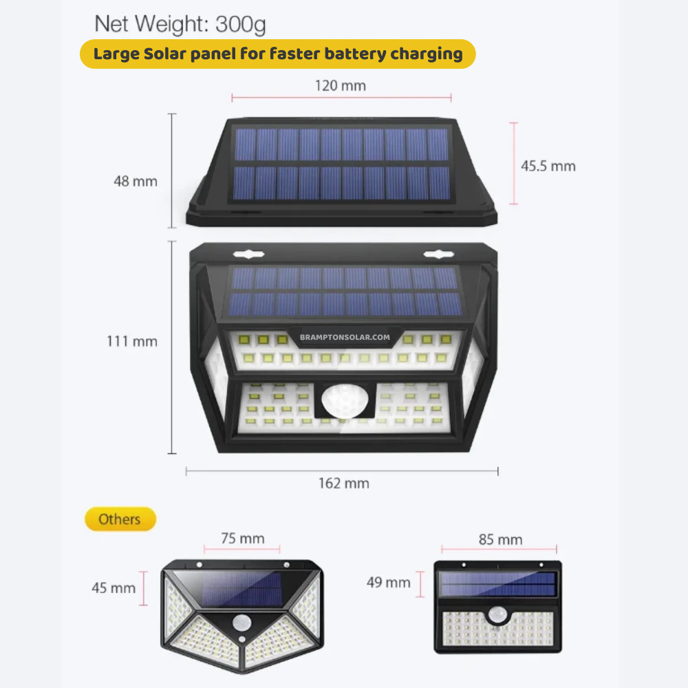 62 LED Solar Waterproof Outdoor Motion Sensor Security Wall Light.