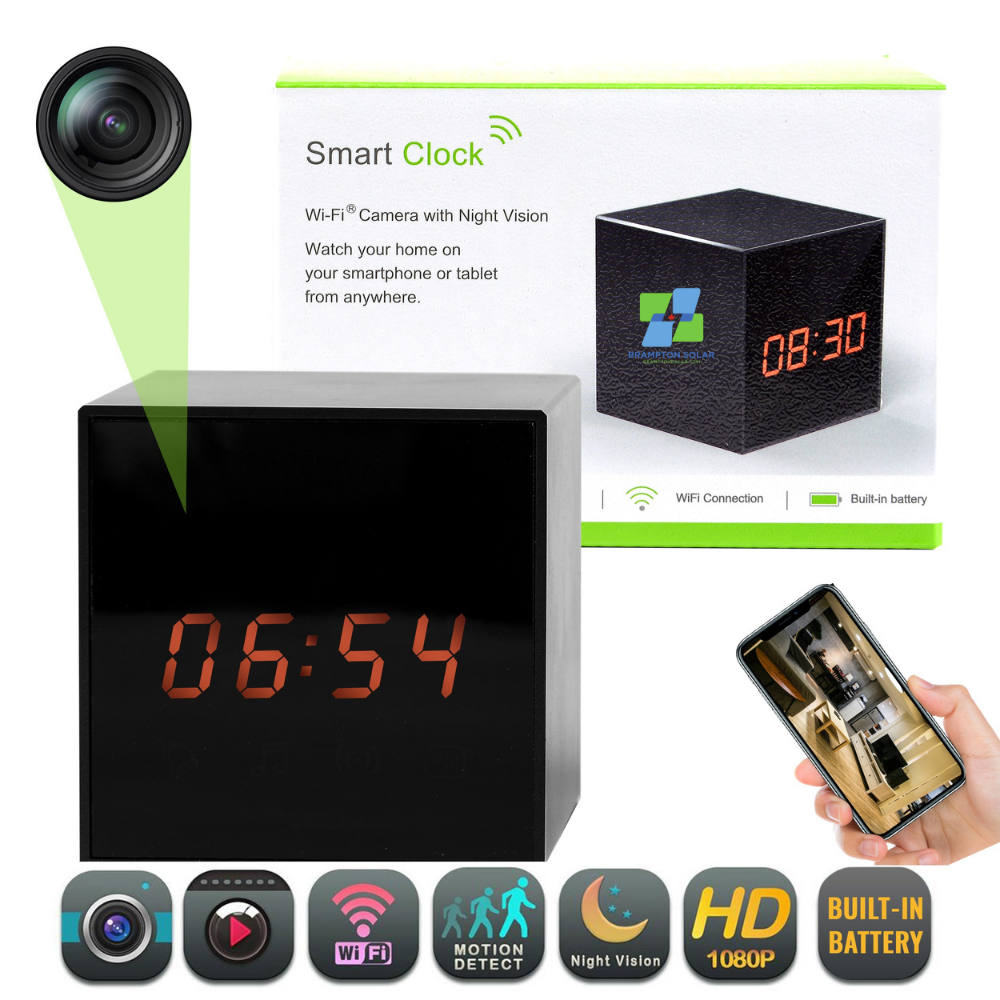 Bluetooth Speak Clock HD 2MP Camera Invisible Lens.
