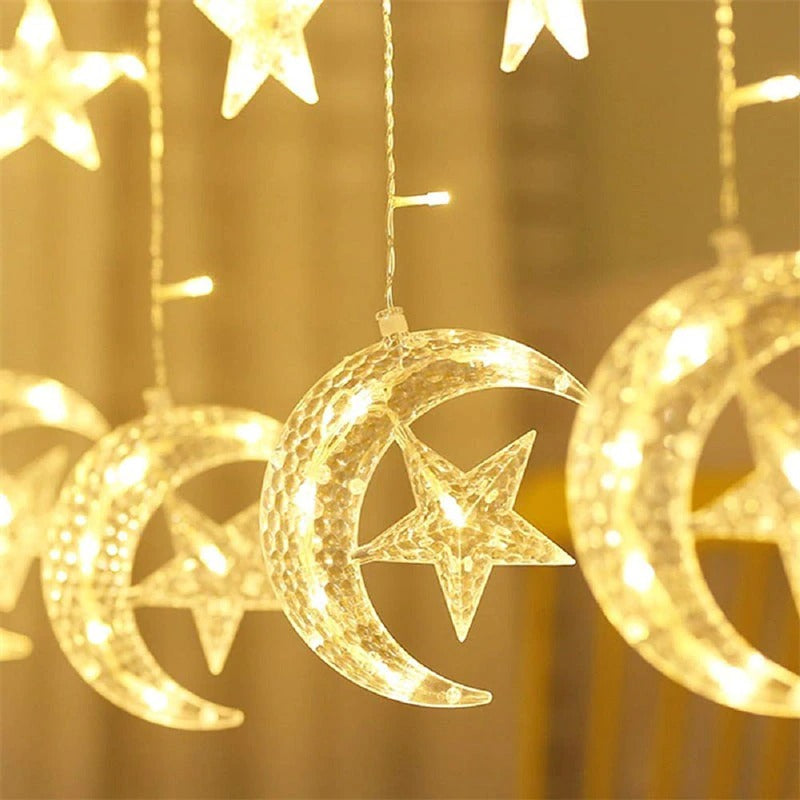 Ramadan Decoration Star Moon Led Curtain Lights.