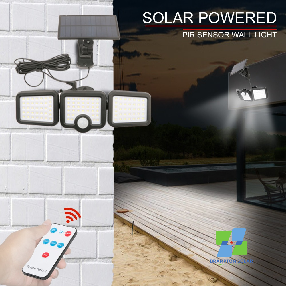 3 Head Solar Lights PIR Motion Sensor Wall Light Rotating Waterproof Lamp.