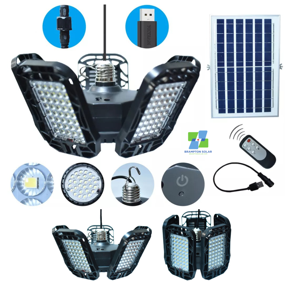 5-Leaf Solar Hanging Shed Light with Adjustable Solar Panel 150w. – New ...