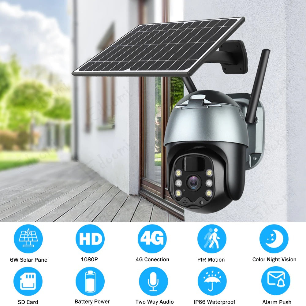 4G Solar PTZ Security Camera with 1080P HD Night Vision.