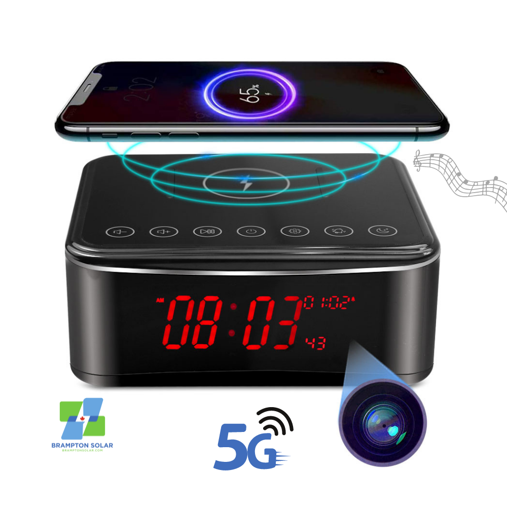 B/T Speaker + Wireless Charger + Clock Camera with FAST 5Ghz WiFi Support.