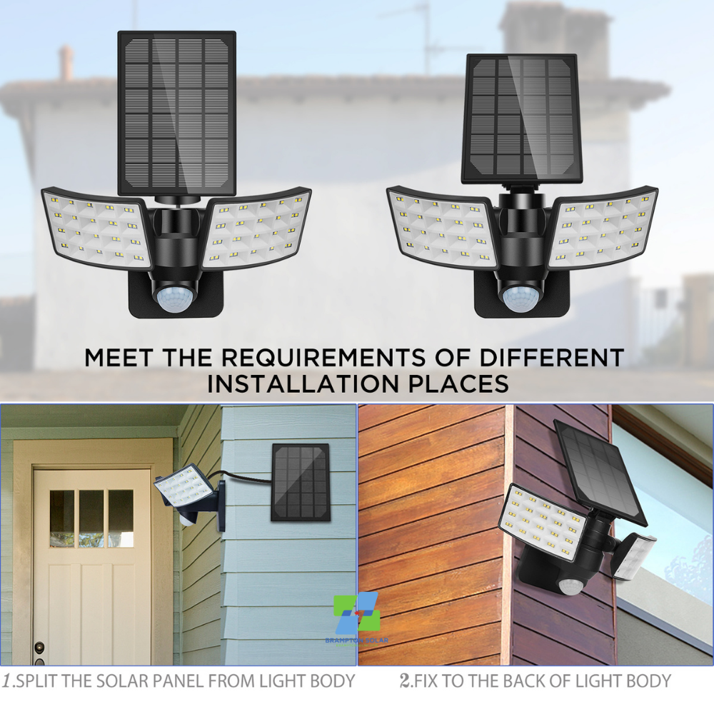 Adjustable Direction Ultra Bright Motion Sensor LED Solar Light 1400 Lumens.