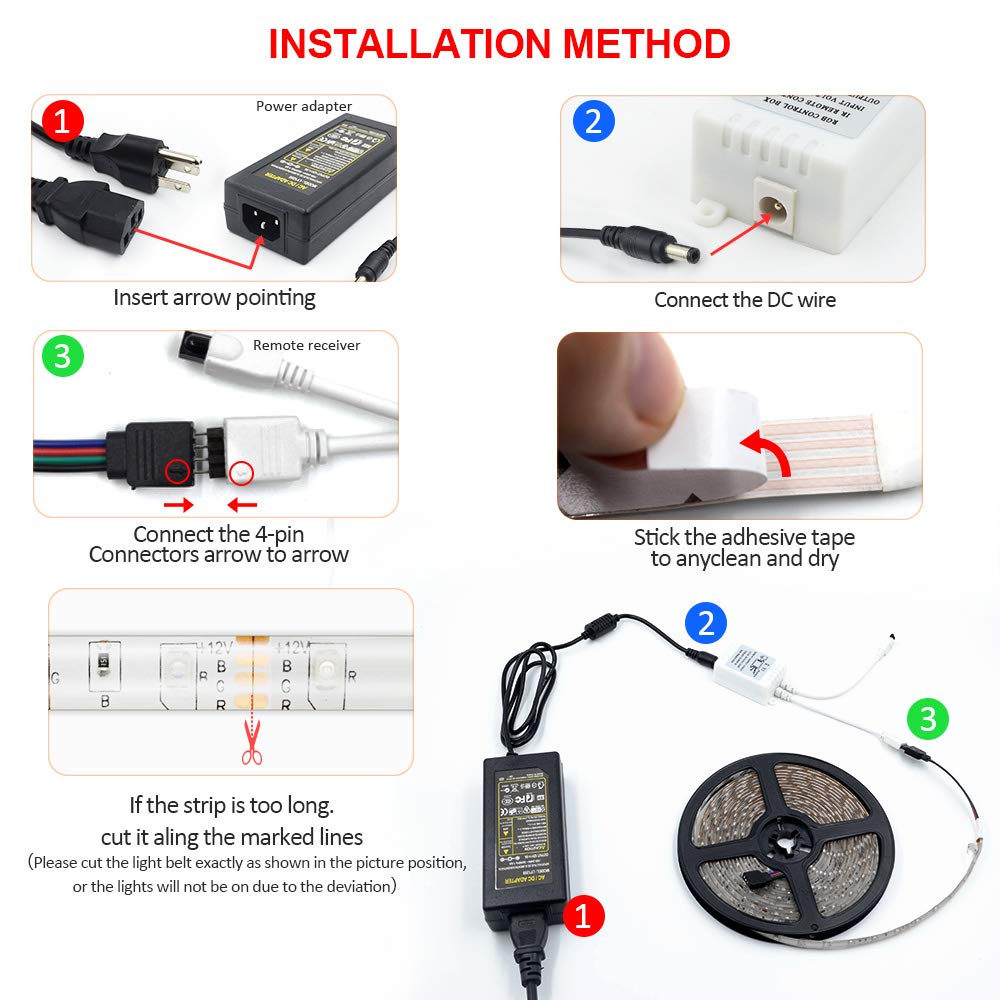 RGB 5m (16.4ft) Sync to Music Colour Changeable 300 LED Strip Light Kit.