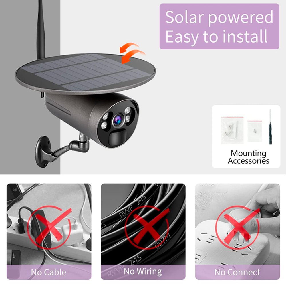 Tuya Smart Life WiFi Solar Rechargeable Battery 3MP Surveillance Camera.