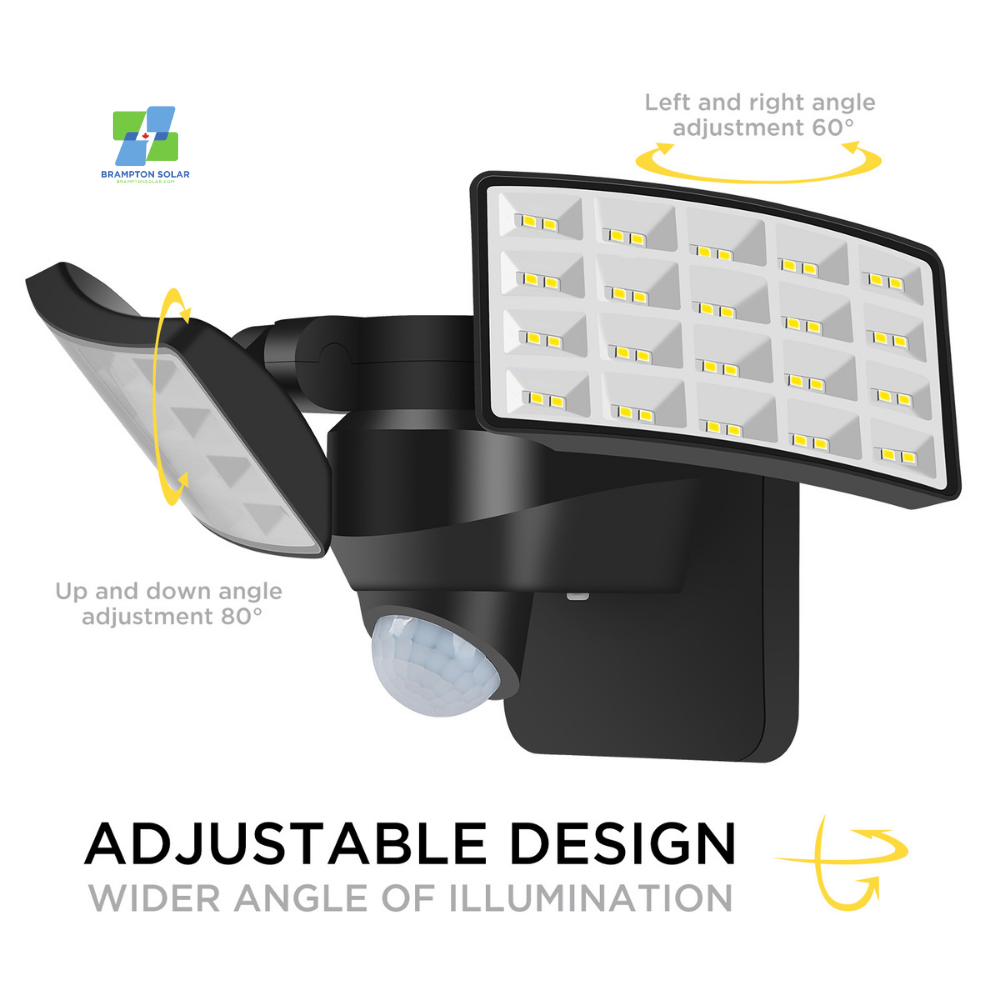 Adjustable Direction Ultra Bright Motion Sensor LED Solar Light 1400 Lumens.