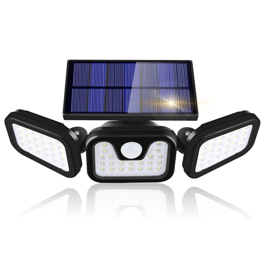 74 LED Outdoor Solar Motion Sensor Rotatable 3 Head Security Light.