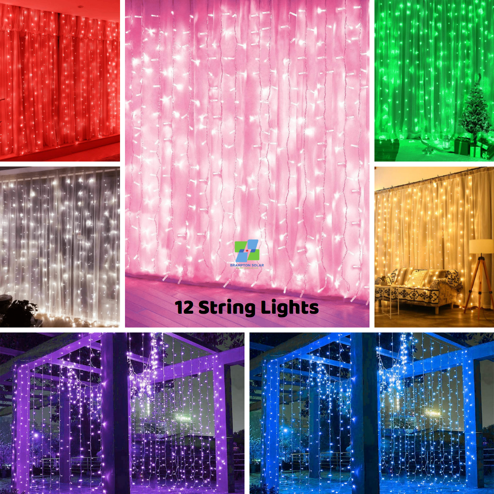 300 LED 12 String Curtain Lights 10ft x 10ft.