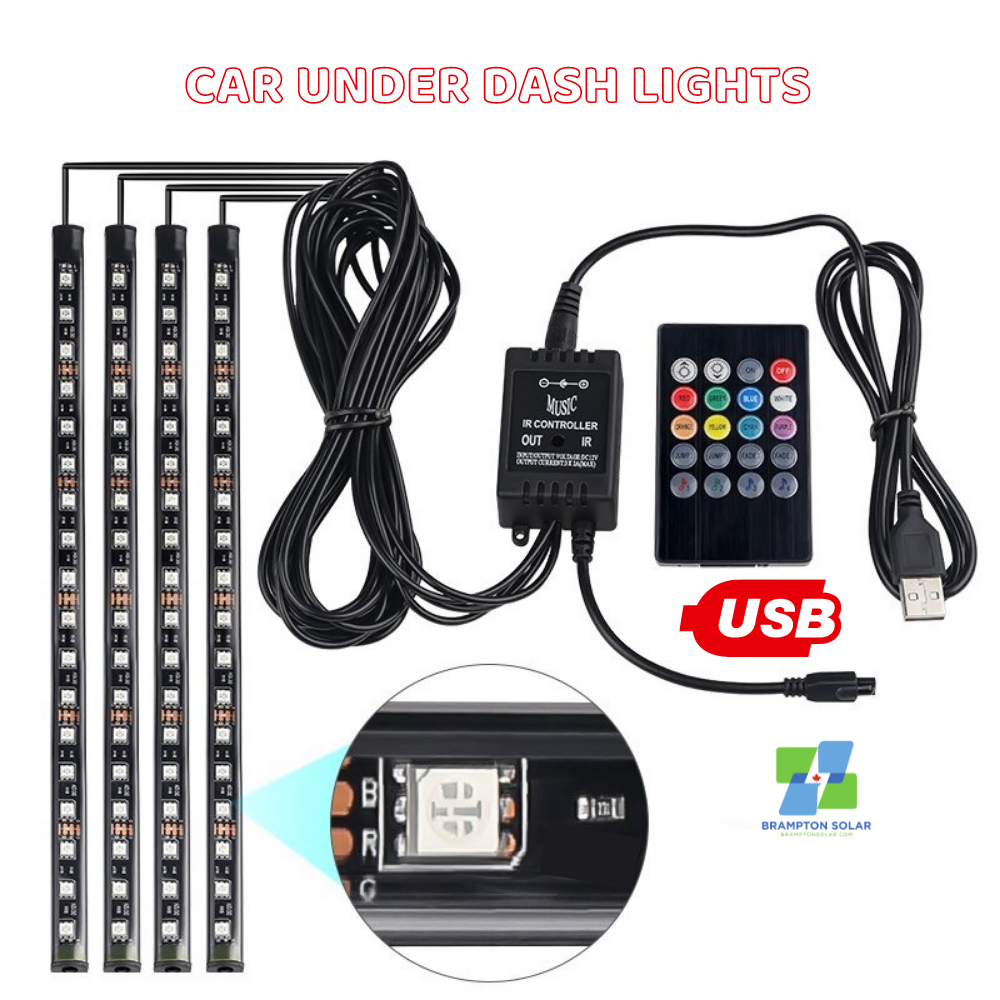 4 Strip Car Interior Lights with Remote Control.