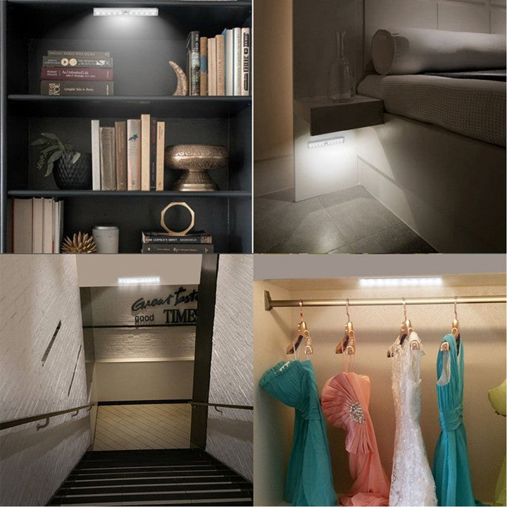 USB Rechargeable 10 LED Night Light PIR Motion Sensor Under Cabinet Wardrobe Closet Cupboard Light.