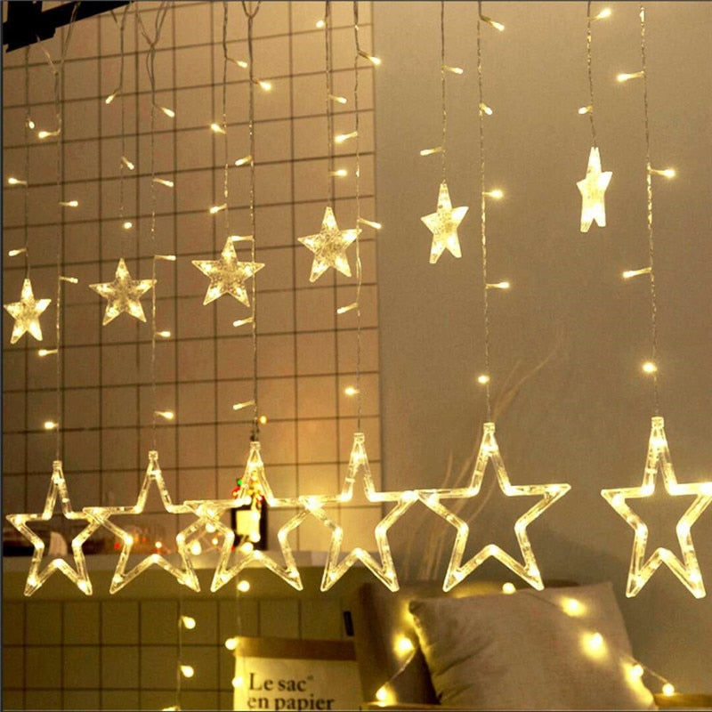 Ramadan Decoration Star Moon Led Curtain Lights.