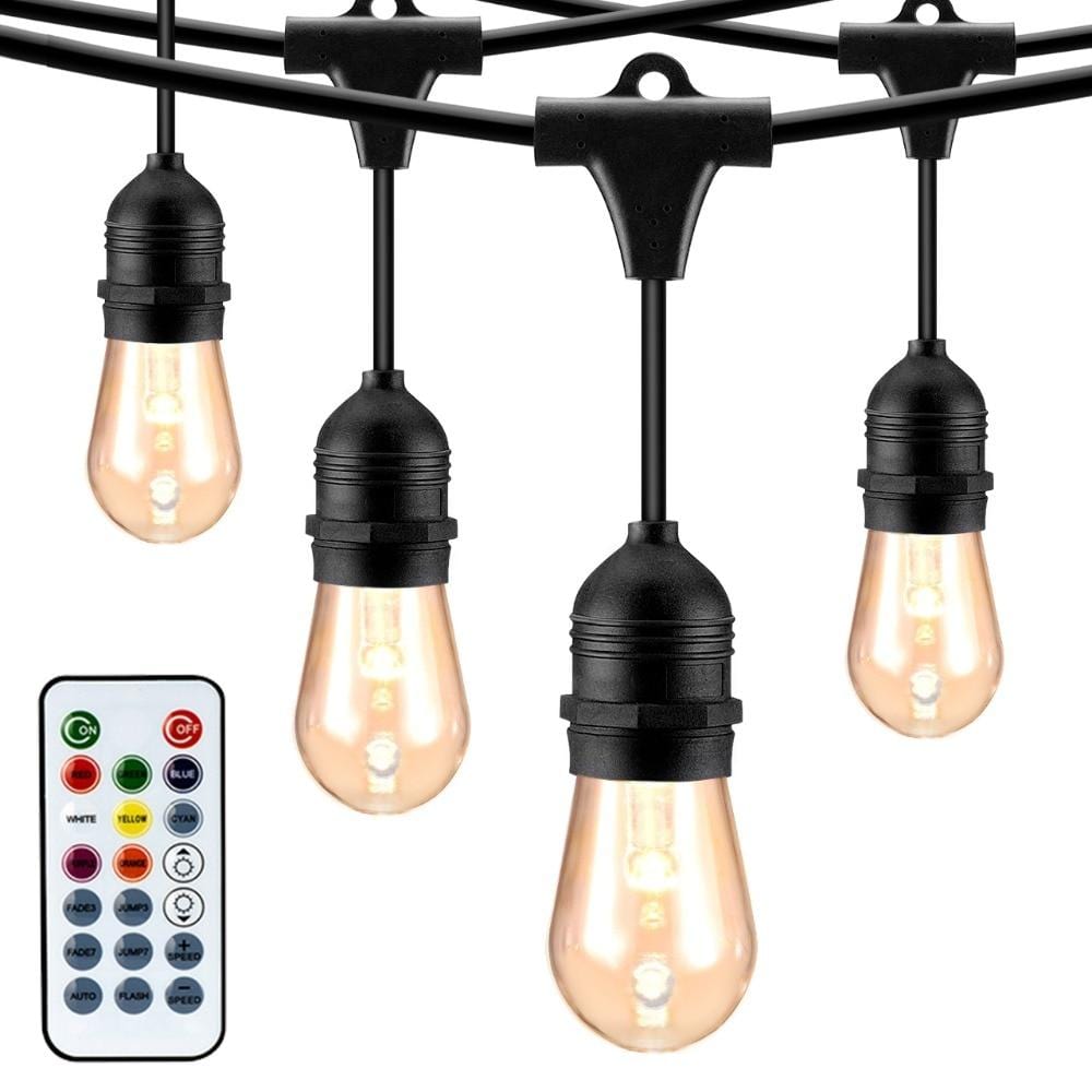 48ft LED String Lights Colour Changing Waterproof 15 Impact Resistant Bulbs with Remote Control.